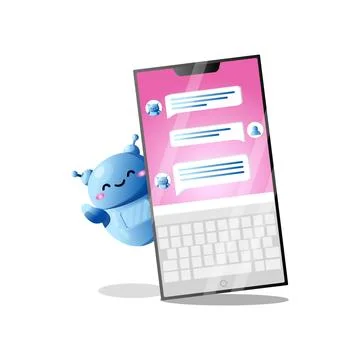 Chat bot with smartphone Stock Illustration