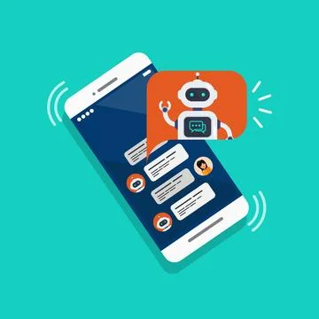 Chat bot on a smartphone Stock Illustration