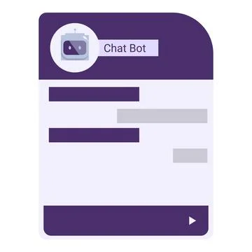 Chat bot software application displaying chat history with user Illustrazione stock