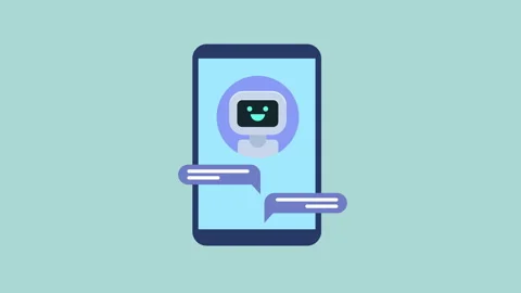 Chat bot taking answer messages 2d animation with alpha matte Stock Footage 335733014