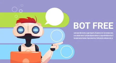 Chat Bot Using Laptop Computer, Robot Virtual Assistance Of Website Or Mobile Illustrazione stock