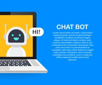 Chat Bot Using Laptop Computer, Robot Virtual Assistance Of Website Or Mobile Stock Illustration