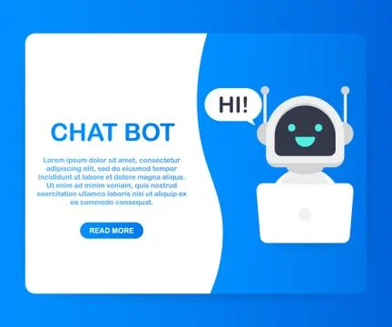 Chat Bot Using Laptop Computer, Robot Virtual Assistance Of Website Or Mobile Stock Illustration