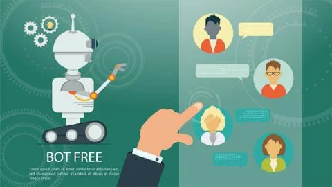 Chat Bot is a Virtual Robot Web Site Or Mobile Application Concept of Artific Stock Illustration