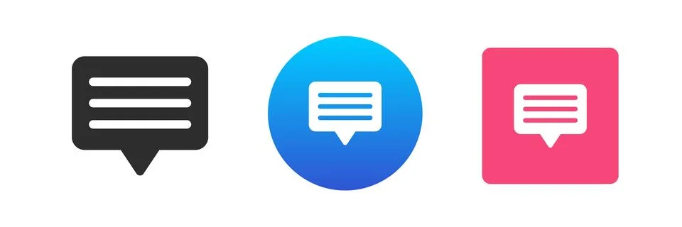 Chat box speech bubble text message cyberspace communication icon set vector  Stock Illustration