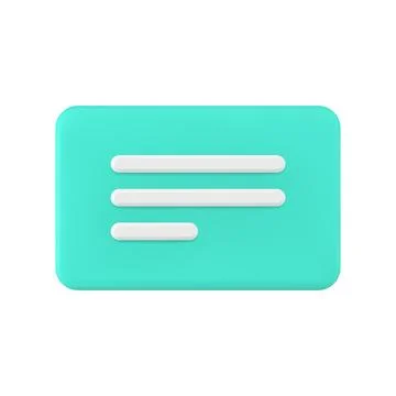 Chat box with text green rectangular button internet notification 3d icon rea Illustrazione stock