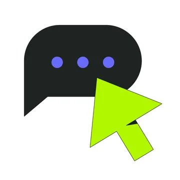 Chat bubble and click cursor 2D cartoon object Stock Illustration