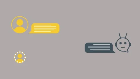 Chat bubble animation on gray background User to AI chatbot Online Conversation Stock Footage 319486947