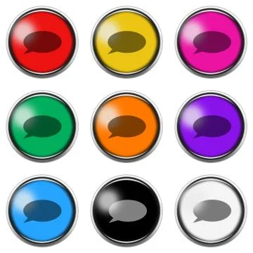 Chat bubble button icon set isolated on white with clipping path 3d illustration Stock Illustration