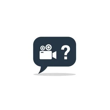 Chat bubble with camera icon and question mark Stock Illustration