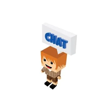 Chat bubble cartoon character isometric theme Illustrazione stock