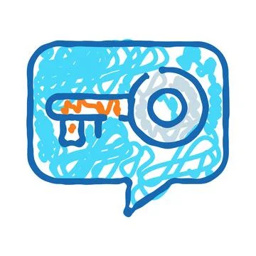 Chat bubble communication message with key icon Иллюстрация