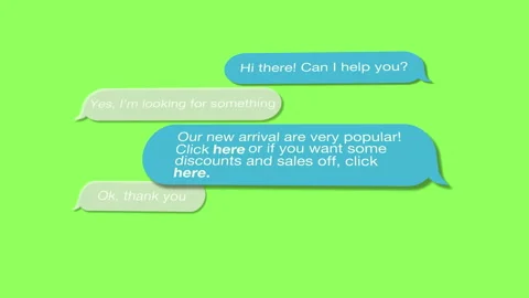 Chat bubble conversation with bot and buy to ai shop store on green screen Stock-Footage 228763180