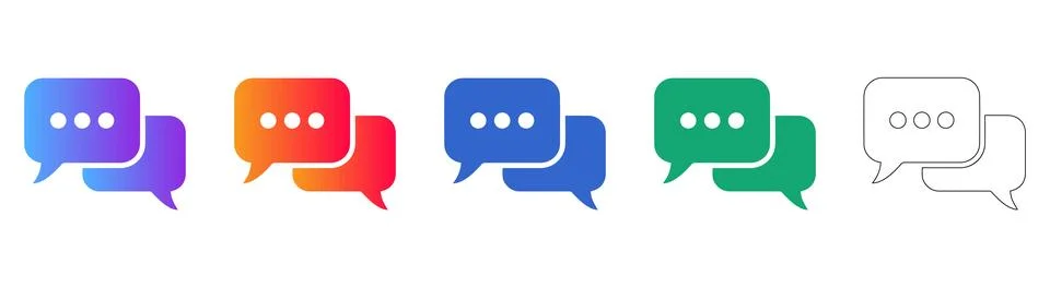 Chat Bubble Conversation Icon Set Ilustração Stock