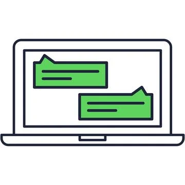 Chat bubble dialogue on computer icon vector Stock Illustration