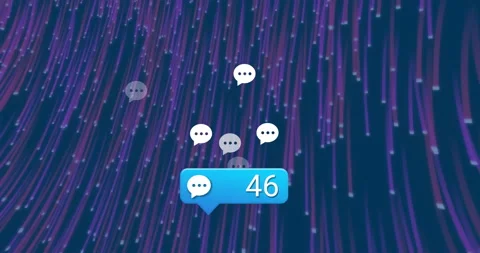 Chat bubble drifting down initiating badge appearing, updating count visualizing Stock Footage 311507879