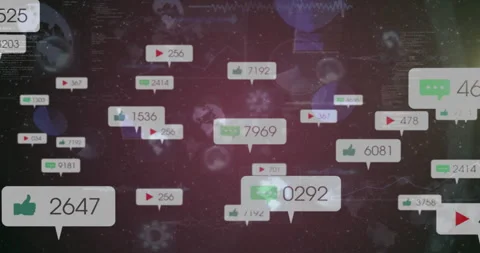 Chat bubble drifting inward sparking social metrics floating visualizing Stock Footage 314531512