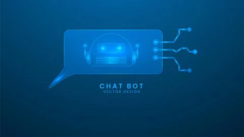 Chat bubble with electronic circuit board. Artificial Intelligence and Mach.. Stock Illustration