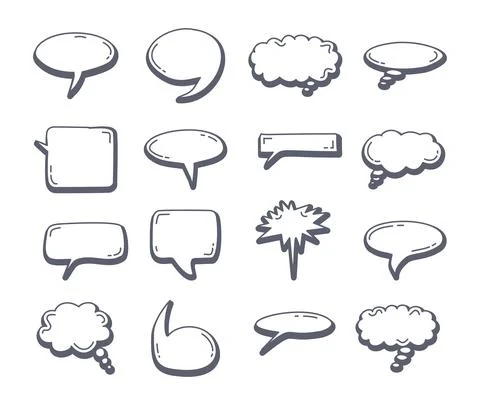 Chat bubble element set doodle drawing. Speech Bubble Sketch hand drawn Stock Illustration