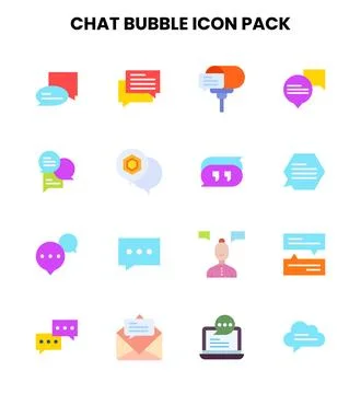 Chat Bubble Flat Design Icons Pack Illustrazione stock