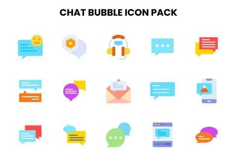 Chat Bubble Flat Design Icons Pack Stockillustratie