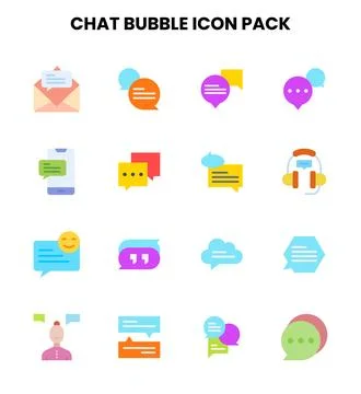 Chat Bubble Flat Set Icons Pack イラスト素材