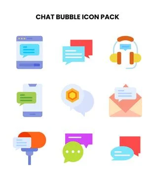 Chat Bubble Flat Vector Icons Pack Stock Illustration