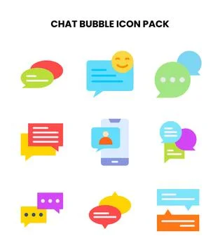Chat Bubble Flat Vector Icons Pack Stock Illustration