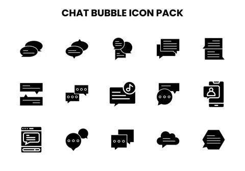 Chat Bubble Glyph Collection Icons Pack イラスト素材