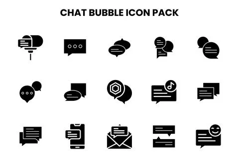 Chat Bubble Glyph Design Icons Pack Stockillustratie