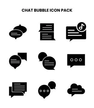 Chat Bubble Glyph Graphics Icons Pack 스톡 일러스트