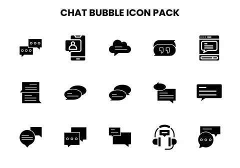 Chat Bubble Glyph Icons Pack Stock Illustration