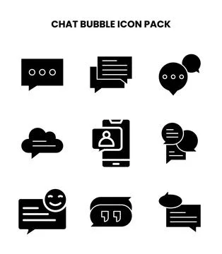 Chat Bubble Glyph Icons Pack Stock Illustration