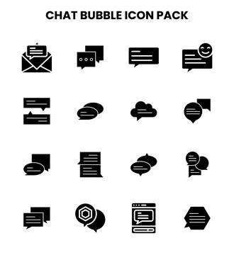 Chat Bubble Glyph Set Icons Pack Ilustração Stock
