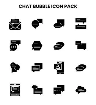 Chat Bubble Glyph UI Icons Pack Ilustração Stock