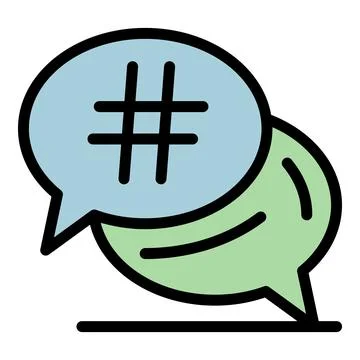 Chat bubble hashtag icon color outline vector Stock Illustration