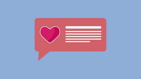 Chat Bubble with Heart Communication 2d Animation with Alpha Matte Stock Footage 335917384