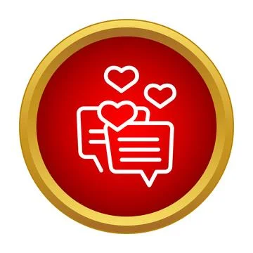 Chat bubble with hearts on red circle Stock Illustration