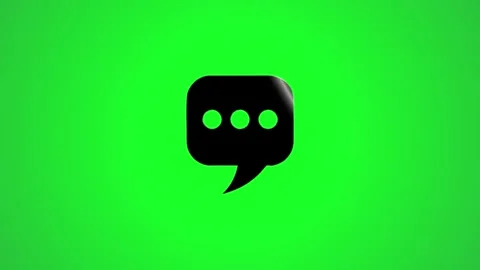 Chat bubble icon 3d animation with black glossy texture on green screen bac.. Stock Footage 346496394