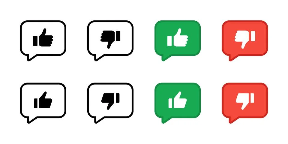 Chat bubble like icon. Chat reaction with thumbs up or down for quick appro.. Stock Illustration