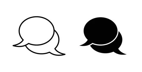 Chat bubble icon collection in black, Line icons, flat symbols Stock Illustration