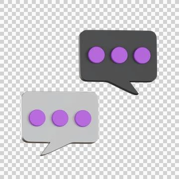 Chat bubble icon with dots and black User Interface 3D icon Stock Illustration