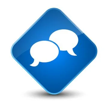 Chat bubble icon elegant blue diamond button Stock Illustration