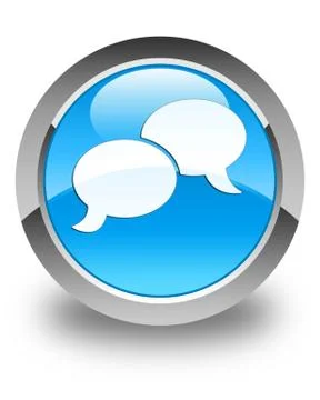 Chat bubble icon glossy cyan blue round button Stockillustratie
