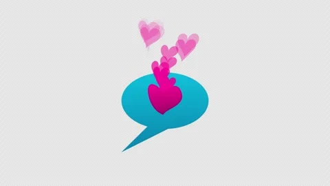 Chat bubble icon opening and releasing multiple floating hearts animation on Видео 336381583