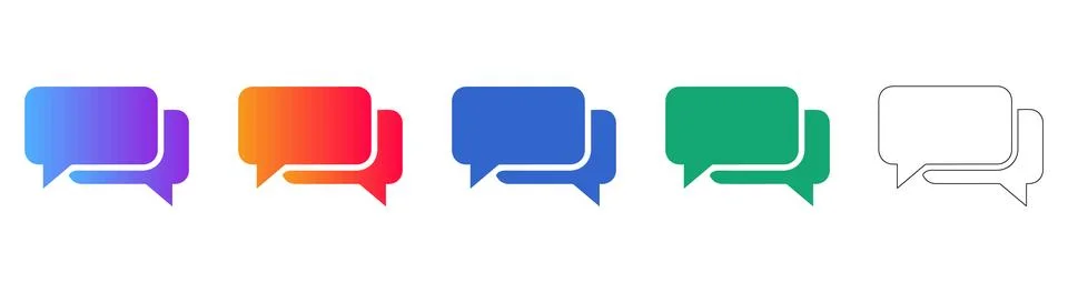 Chat Bubble Icon Set in Colorful Gradient and Outline Styles Stock-Illustration