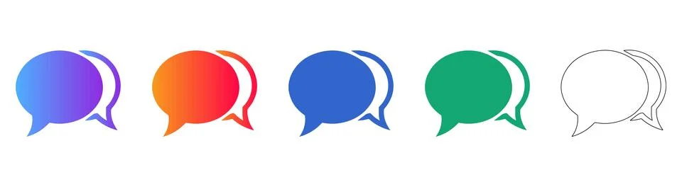 Chat Bubble Icon Set for Communication Apps Stock Illustration