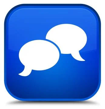 Chat bubble icon special blue square button Stock Illustration