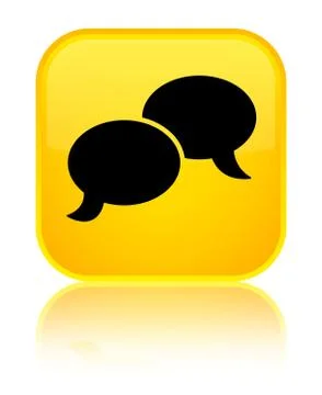 Chat bubble icon special yellow square button Stock Illustration