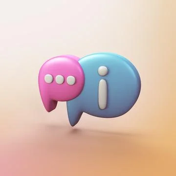 Chat bubble information - stylized 3d CGI icon object Stock Illustration